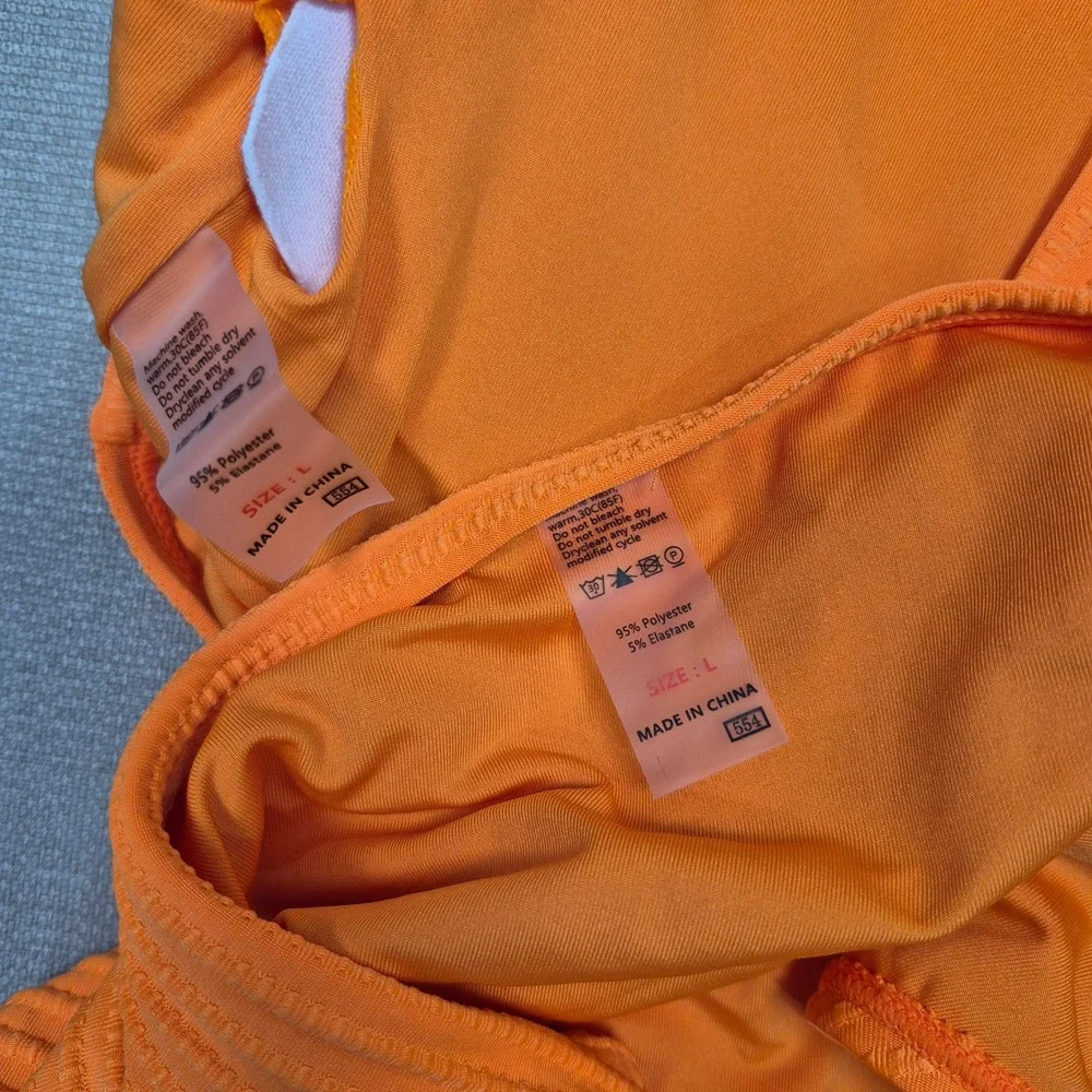 Herseas Large NWOT Orange Textured Twist Front High Waisted Bikini Set Swimsuit